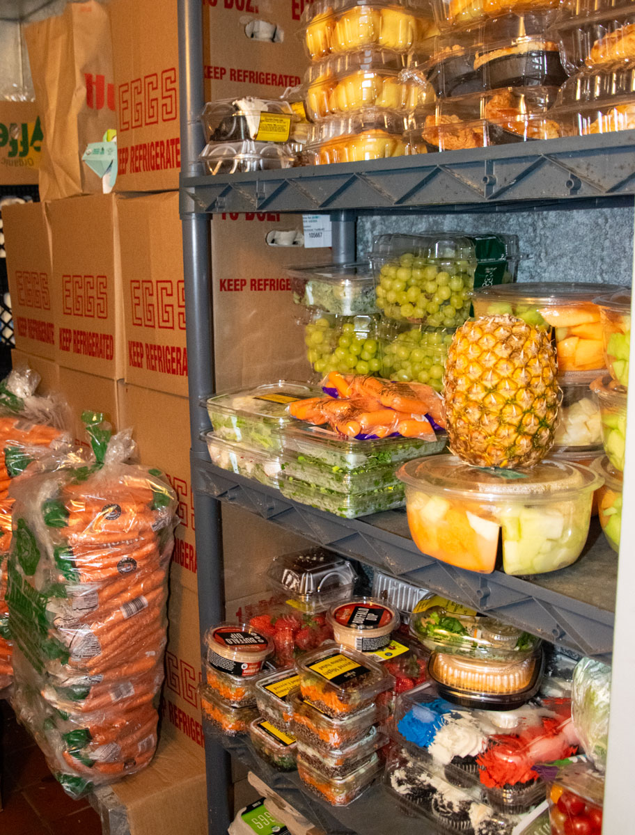 shelves of produce