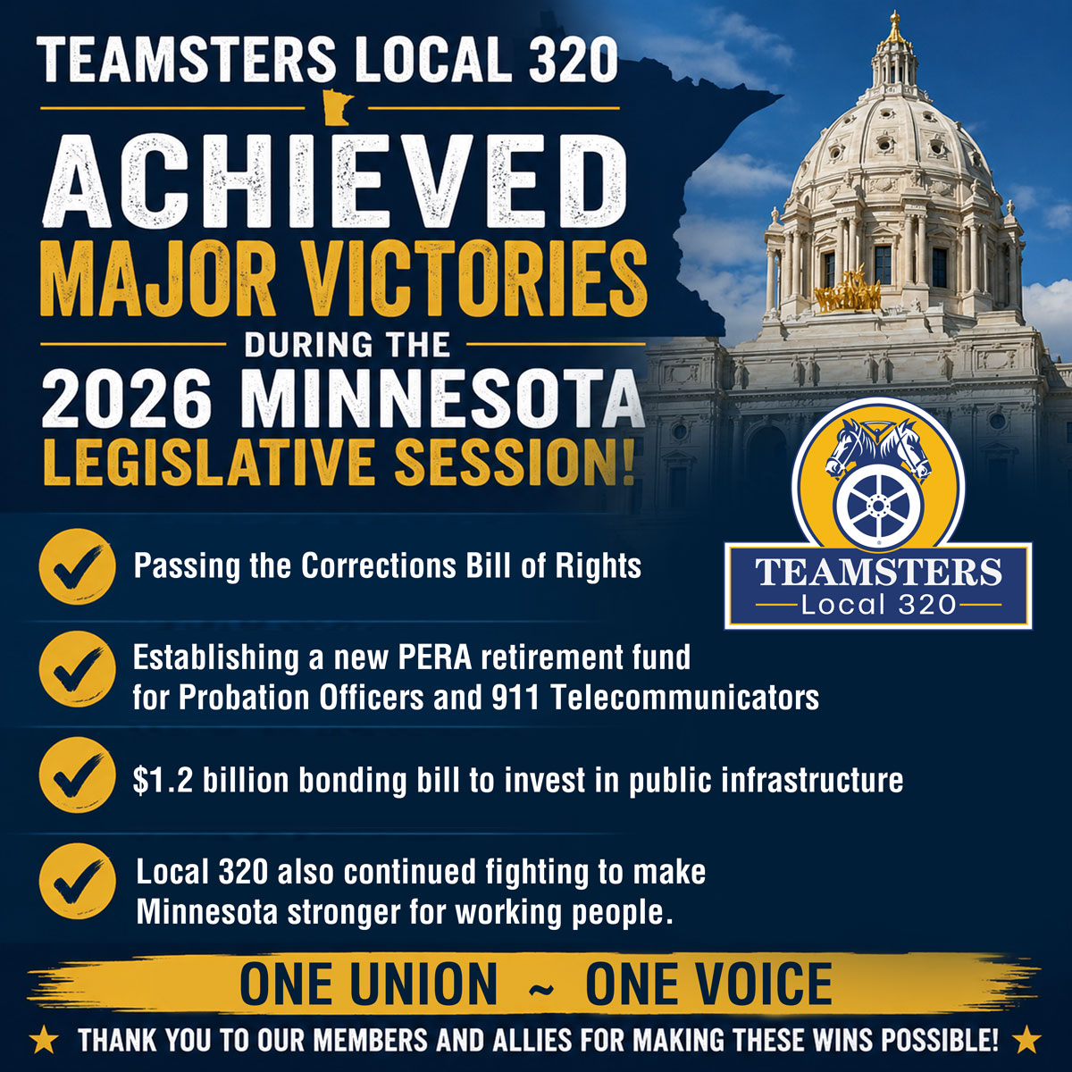 image with a recap of LU 320's achievements during 2026 Legislative session